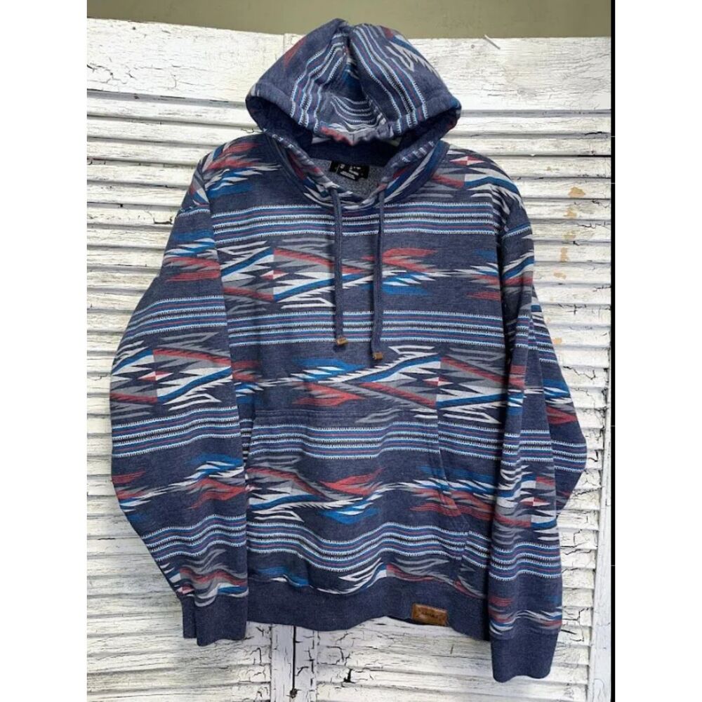 Men's Blue Tribal Print Ariat Hoodie Size Medium